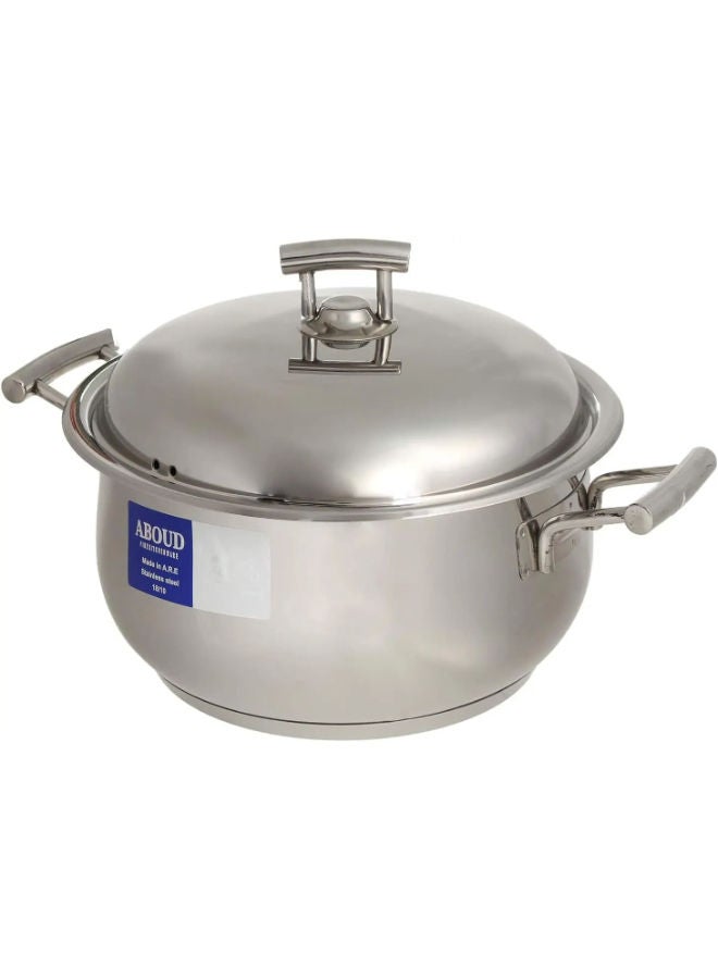 Aboud 18/10 Stainless Steel Steel Bombe Pot With Platimun Handles 28 cm -Silver - Image 1
